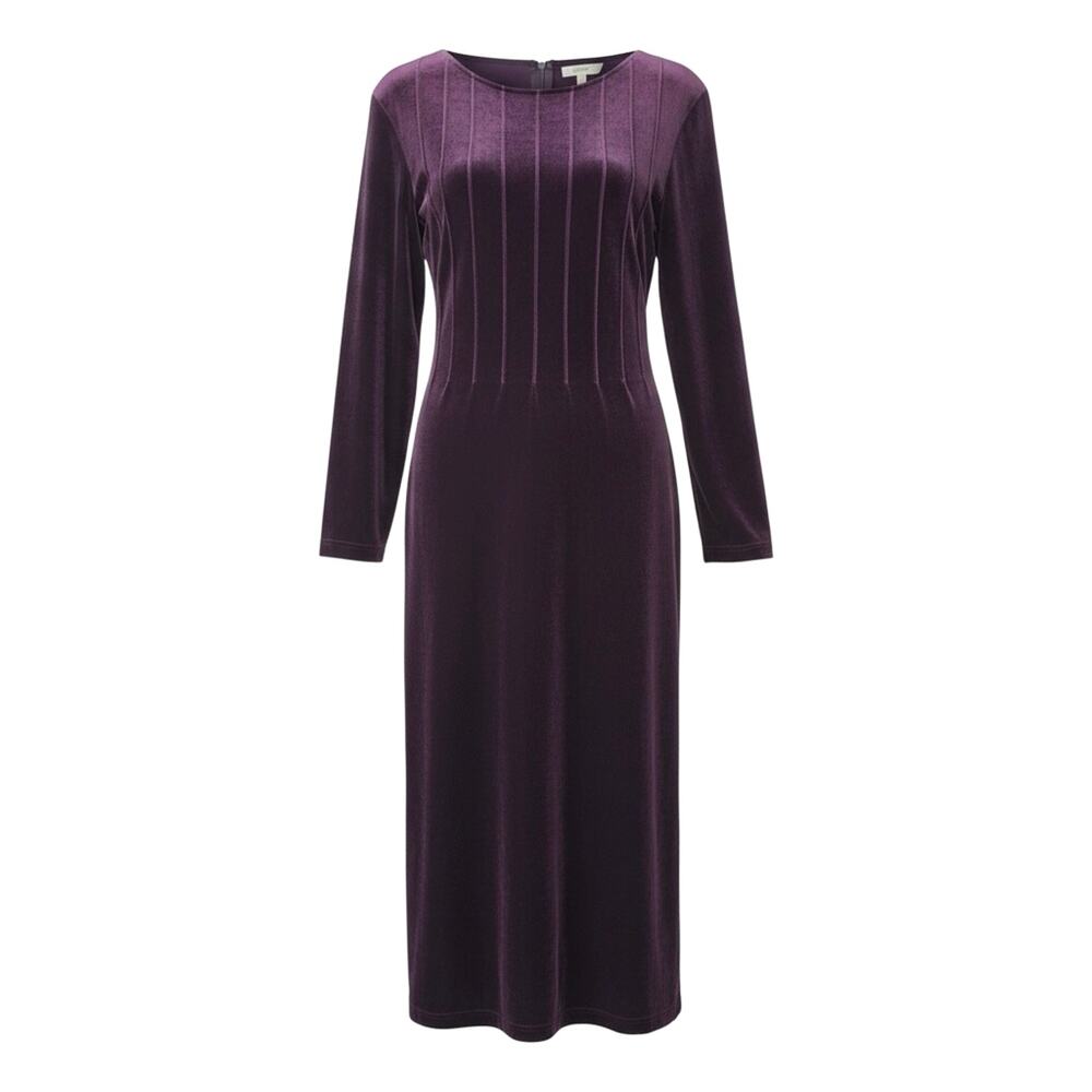 VTG 90s K.C. Spencer Velvet Purple Pintuck Tie Back Maxi Dress 18 Dark Romantic